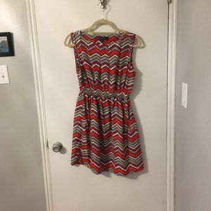 feathers Bold Geometric Print Sheath Dress w/Zipper Pockets!